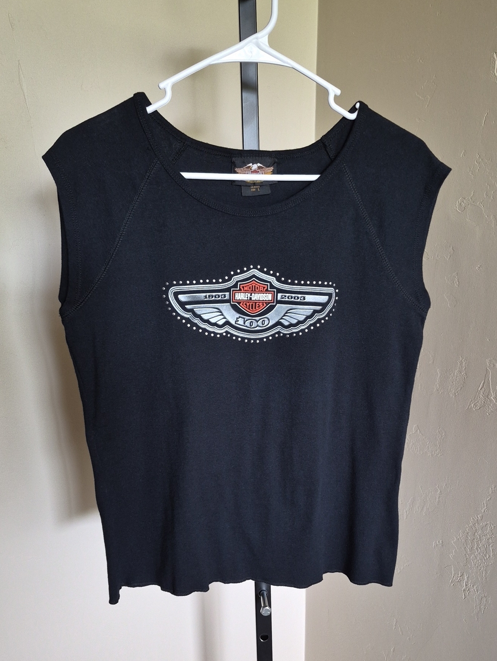 Harley-Davidson Black Women's Winged Logo Tank Top L 100th Anniversary